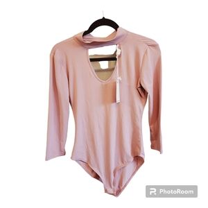NWT No Comment Peek-a-Boo Mock Bodysuit